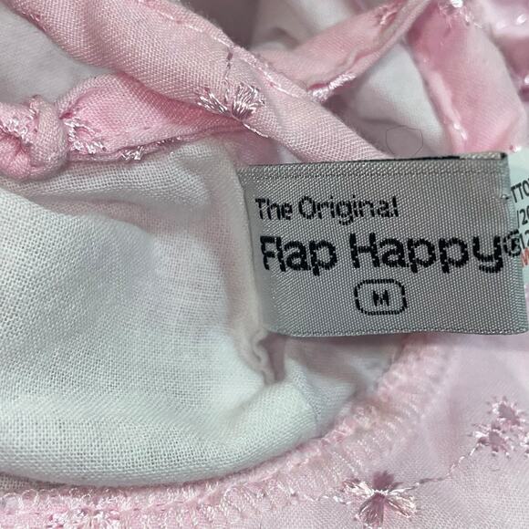 The Original Flap Happy Hat Ties Sz Medium 6-12 Months Pink Eyelet UPF50 Gift - Picture 8 of 12